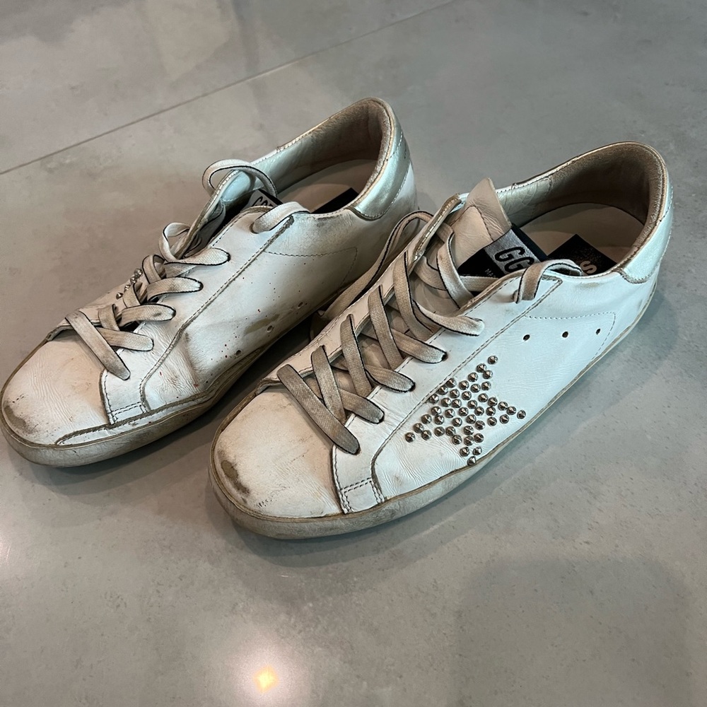 Golden Goose size 37 white with silver stud star